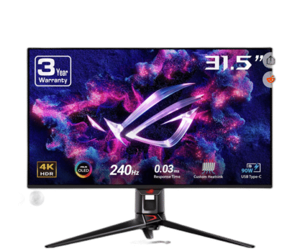 ASUS ROG Swift 32" 4K QD-OLED Gaming Monitor (PG32UCDM) - UHD (3840 x 2160), QD-OLED, 240Hz, 0.03ms, G-SYNC Compatible, Custom Heatsink, Graphene Film, 99% DCI-P3, True 10-bit, 90W USB-C - Image 4