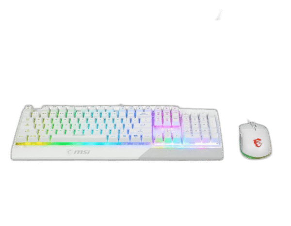 MSI Vigor GK30 Gaming Keyboard & GM11 Gaming Mouse Combo - Mechanical Membrane Switches, 6-Zone RGB, Water Repellent & Splash-Proof, 5000 DPI - White