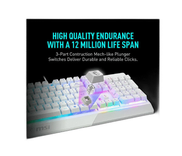 MSI Vigor GK30 Gaming Keyboard & GM11 Gaming Mouse Combo - Mechanical Membrane Switches, 6-Zone RGB, Water Repellent & Splash-Proof, 5000 DPI - White - Image 4