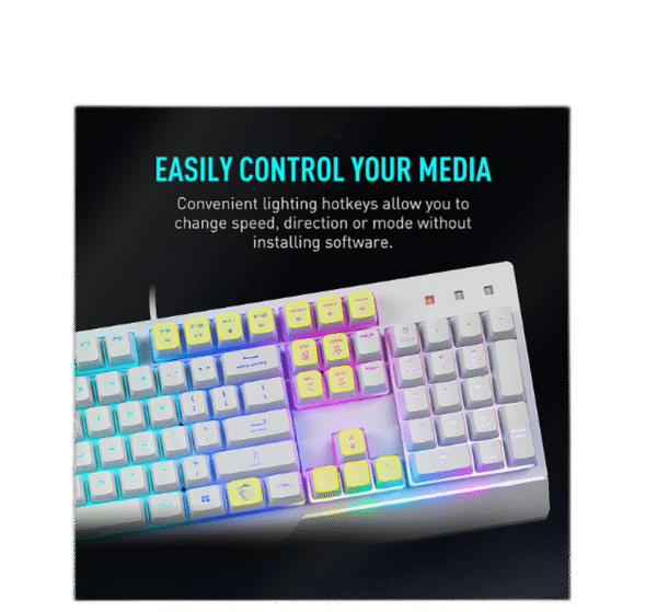 MSI Vigor GK30 Gaming Keyboard & GM11 Gaming Mouse Combo - Mechanical Membrane Switches, 6-Zone RGB, Water Repellent & Splash-Proof, 5000 DPI - White - Image 3