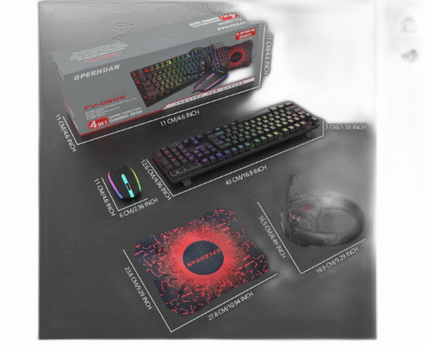 Wired Gaming Keyboard and Mouse Headset Combo,Rainbow LED Backlit Wired Keyboard,Over Ear Headphone with Mic,Rainbow Backlit Gaming Mice,Mouse Pad,for PC,Laptop,Mac,PS4,Xbox(Black) - Image 7