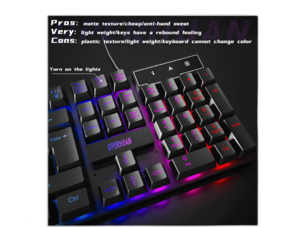 Wired Gaming Keyboard and Mouse Headset Combo,Rainbow LED Backlit Wired Keyboard,Over Ear Headphone with Mic,Rainbow Backlit Gaming Mice,Mouse Pad,for PC,Laptop,Mac,PS4,Xbox(Black) - Image 6