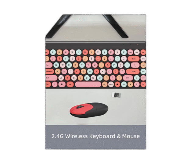 Wireless Mini Keyboard and Mouse Combo Colorful Retro Round Key Caps 2.4GHz Computer Keyboards 86 Keys with Mouse for PC/Computer/Laptop/Desktop/Note/Mac - Image 5