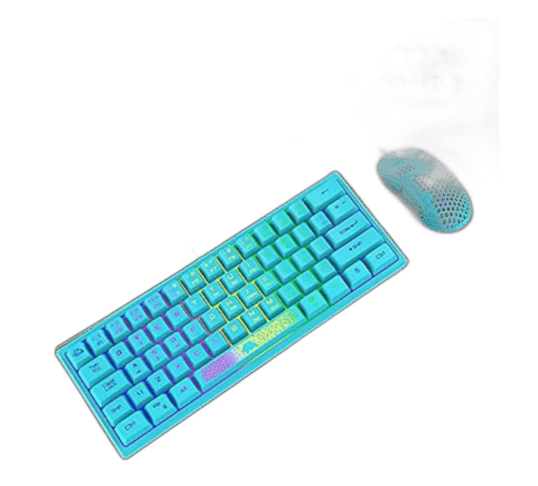60% Gaming Keyboard and Mouse Combo Rainbow LED Backlit Keyboard with 61 Keys Membrane Mini Portable Ergonomic Design Ultralight Gaming Mouse 6400 DPI,Gaming Mouse Pad for Windows PC Gamers(Blue) - Image 7
