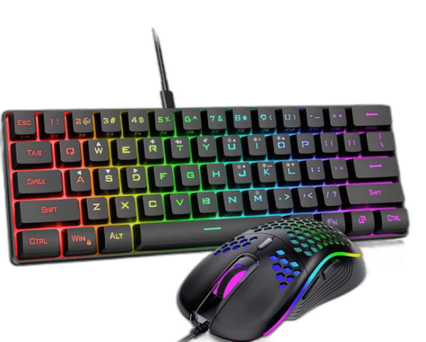 60% Gaming Keyboard and Mouse Combo, Ultra-Compact 61 Keys RGB Backlit Mini Keyboard, Lightweight 7200 DPI Honeycomb Optical, Wired Gaming Set for PC MAC PS5 Xbox Gamer(Black) - Image 7