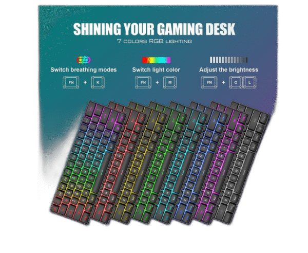 60% Gaming Keyboard and Mouse Combo, Ultra-Compact 61 Keys RGB Backlit Mini Keyboard, Lightweight 7200 DPI Honeycomb Optical, Wired Gaming Set for PC MAC PS5 Xbox Gamer(Black) - Image 6