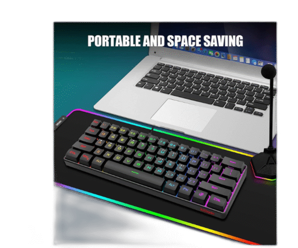 60% Gaming Keyboard and Mouse Combo, Ultra-Compact 61 Keys RGB Backlit Mini Keyboard, Lightweight 7200 DPI Honeycomb Optical, Wired Gaming Set for PC MAC PS5 Xbox Gamer(Black) - Image 8