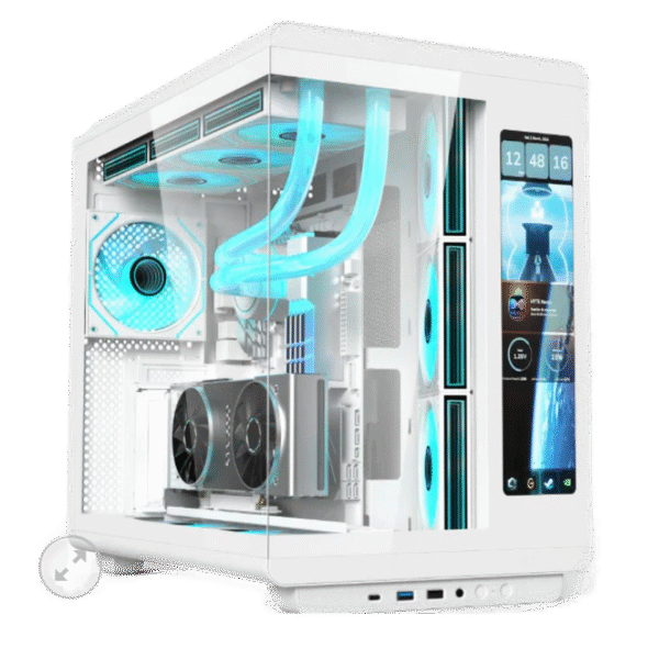 Acer U600-White Full View PC Case with LCD Display incl. 4x Infinity Mirror ARGB Fans