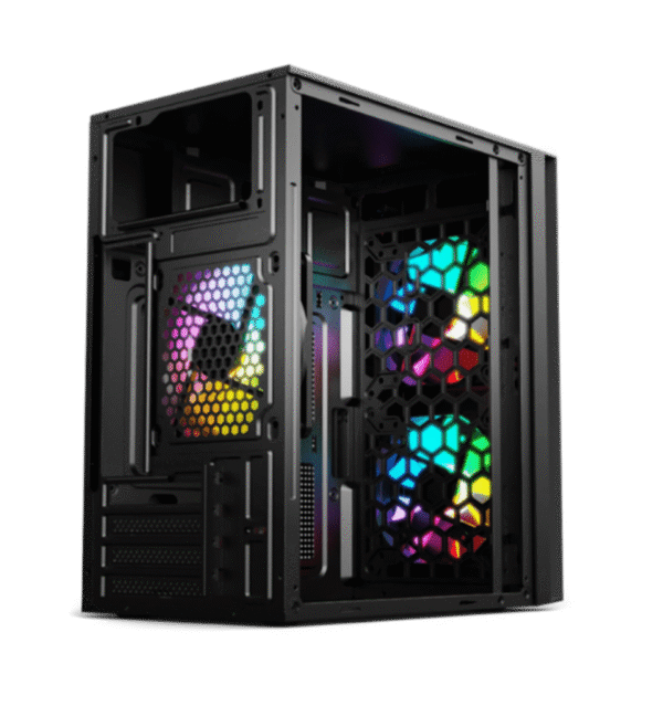 EASE EM123B Midtower PC Case mATX with 3x RGB Fans and Front ARGB Strip - Image 3